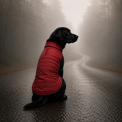 RED HOODED DOG JACKET