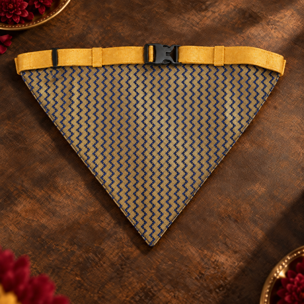 Gold & Navy Ethnic Dog Bandana