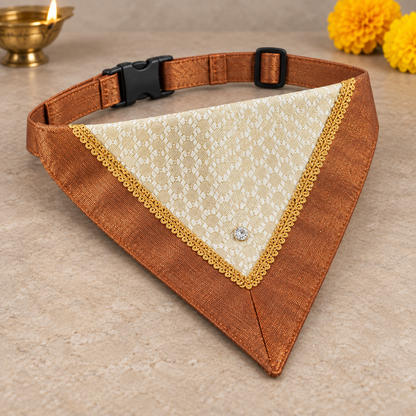 Ivory & Copper Ethnic Dog Bandana