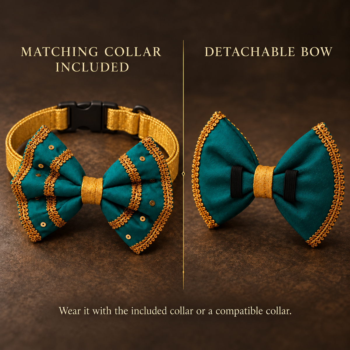 Mayura Detachable Ethnic Dog Bow with Collar