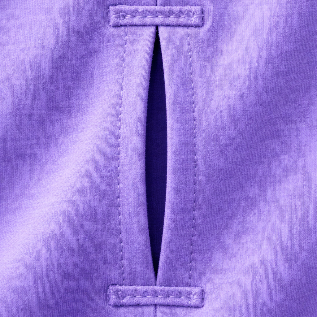 Close-up of a soft lavender dog t-shirt with stitching details