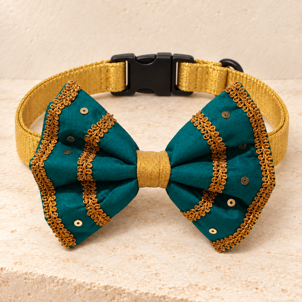 Mayura Detachable Ethnic Dog Bow with Collar