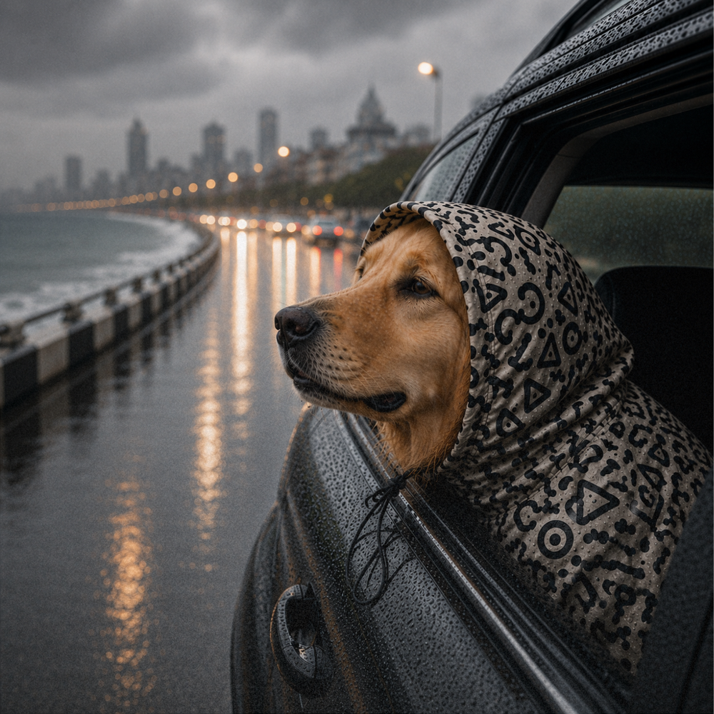 BLACK & WHITE HOODED DOG JACKET