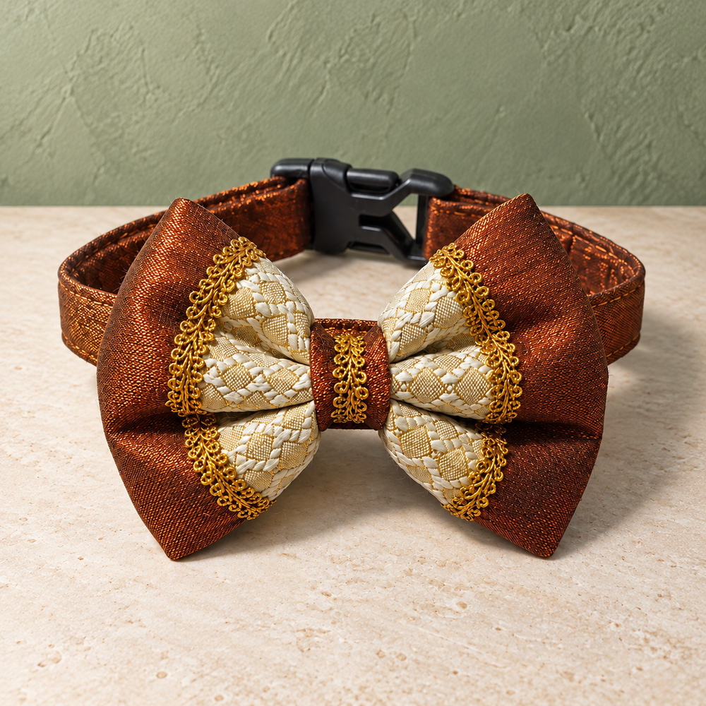 Zariya Detachable Ethnic Dog Bow with Collar