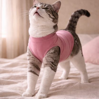 Dusty Pink Cat T-Shirt – Soft Lightweight Cotton Cat Clothing | FurJeevan