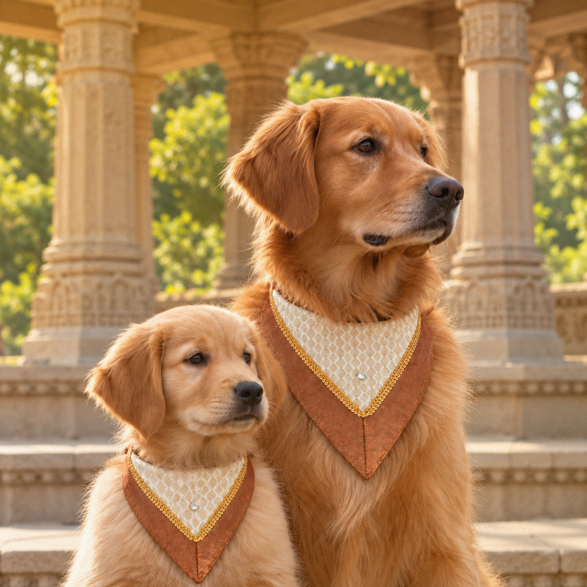 Ivory & Copper Ethnic Dog Bandana