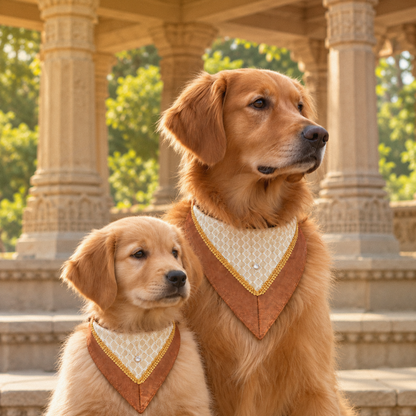 Ivory & Copper Ethnic Dog Bandana